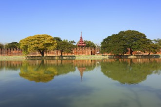 Wall of Fort or Royal Palace in Mandalay, Myanmar (Burma)