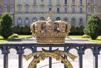 Stockholm, Sweden, 07 24 2019- Facade and square of Royal Palace in Stockholm, Europe