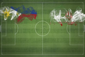 Philippines vs Iran Soccer Match, national colors, national flags, soccer field, football game,