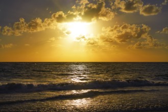 Caribbean beach sunrise in Costa Maya of Mayan Mexico