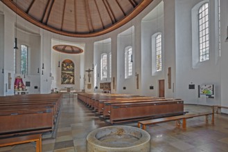 Catholic parish church Christkönig with baptismal font in Neuhausen-Nymphenburg, Munich, Upper