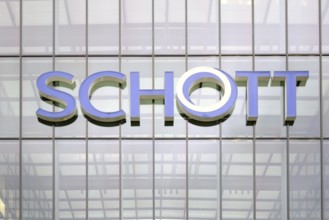 Mainz, Germany - February 10, 2018: The glass façade of the Schott AG headquarters in Mainz with