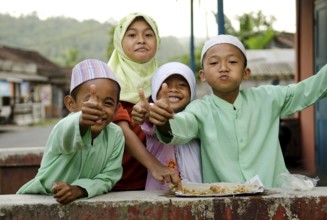 Muslim children in bali, indonesia