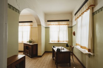 At a museum in the ghost town of Kolmanskop, Namibia, Africa