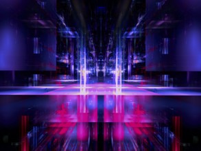Sci fi or vr background in blue and purple colors. Abstact 3d illustration - fractal. Digital art.