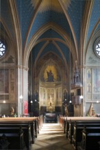 Built by Ernst Zwirner, view to the altar, in front stairs to the crypt, St., Sankt, Saint