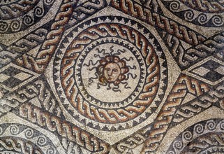 Bignor, Roman villa, floor mosaic, head of Medusa