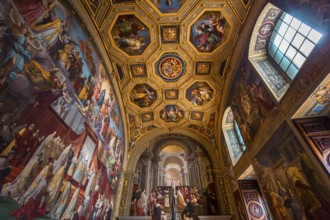 VATICAN CITY, VATICAN, JUNE 12, 2015 : interiors and architectural details of Raphael rooms in