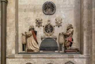 Canterbury, United Kingdom, 10 September, 2022: statue and artwork of praying men inside the