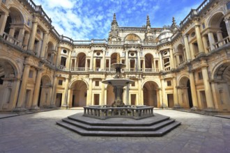 Beautifully preserved castle - palace of the Templars. Courtyard surrounded by galleries. In the