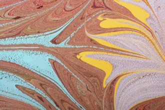 Beautiful abstract art of Ebru marbling painting techniques on water with acrylic paints