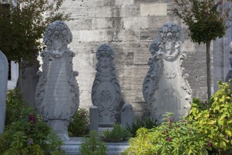 Ottoman style decorative art in marble tomb in cemetery