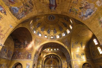 The mosaic decoration art of the interior of St Mark's Basilica, the cathedral church of Venice,