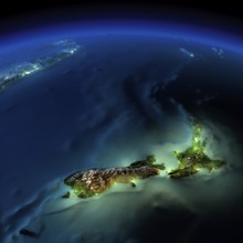 Highly detailed Earth, illuminated by moonlight. The glow of cities sheds light on the detailed