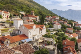 Perast, Montenegro houses of the ancient town, high angle view