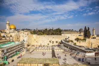 Autumn holiday Sukkot. The greatest shrine of Judaism. The Western Wall of the Temple is preparing