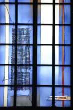 Mainz, Germany - September 04, 2015: The blue-painted new and modern chapel windows of the