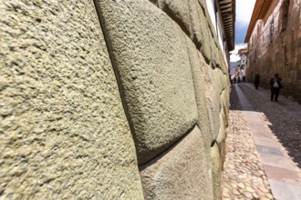Twelve angles stone, Beautiful narrow street and buildings wall in centre of Cusco or Cuzco city,
