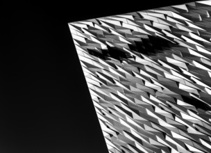 Belfast, United Kingdom, 21 August, 2022: close-up architectural detail of the steel and aluminium