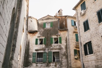 Architecture of a beautiful old town, closeup view.Tourism and travel concept