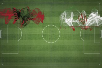 Albania vs Iran Soccer Match, national colors, national flags, soccer field, football game,