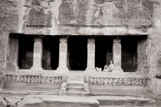 Rock cut caves Badami, Karnataka, India, Asia