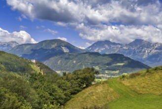 Landscape of Alps mountains with Rothelstein castle, Styria, Austria, Europe