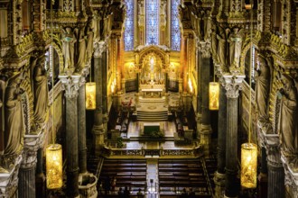 Architecture inside the basilica of Fourviere at Lyon city in France