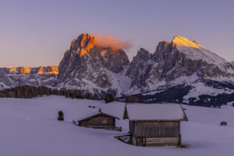 Evening light on the Seiser Alm, South Tyrol, Italy, Europe