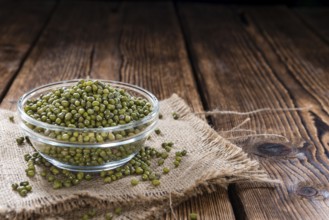 Heap of dried Mung Beans (close-up shot)
