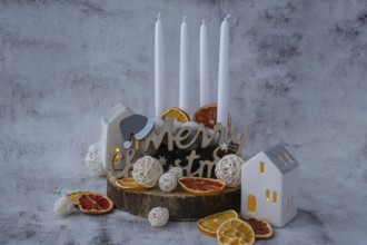 Merry Christmas wooden message Handmade Christmas countdown advent four-week calendar. Festive
