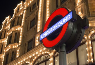 Subway station and subway sign in London