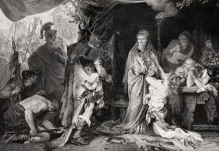 Thusnelda, the wife of Arminius, is handed over to Germanicus
