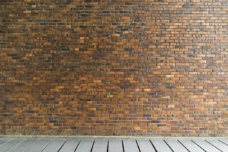 Background of old vintage brick wall with floor
