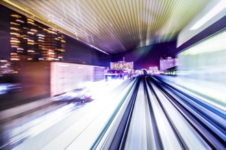 Long exposure from the Yurikamome Tokyo waterfront new traffic coastal line. Shooting Location: