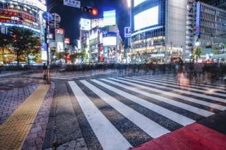 Shibuya scramble intersection of night view. Shooting Location: Tokyo metropolitan area