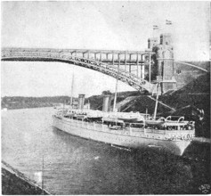 Imperial yacht Hohenzollern II on the Kiel Canal (1893) . Illustration of the 19th century. Germany