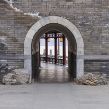 Historic gatehouse at Behai park in Beijing, China, Beijing, China, Asia