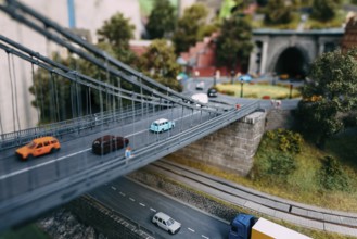 A toy miniature bridge in Budapest, Hungary. Miniature city