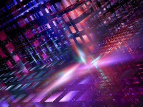 Bright structure of glass blocks - abstract computer generated 3d illustration. Horizontal