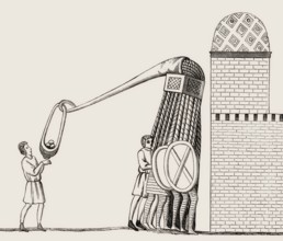 Stone-throwing siege engine, 14th century
