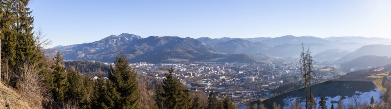 View over a landfill to the city of Leoben, panoramic view, Leoben, Styria, Austria, Europe