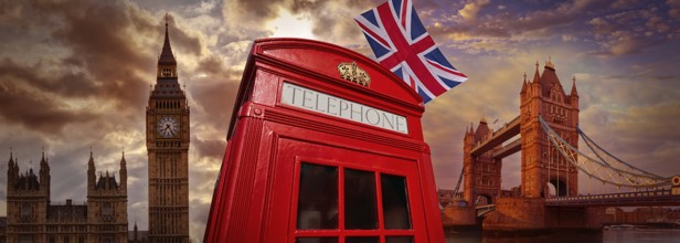 London photomount with telephone box and Icon landmarks