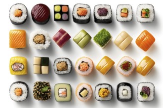 Realistic Sushi roll detailed ilustration. Japanese cuisine, traditional food.
