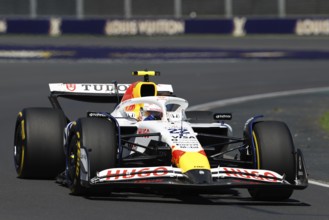 MELBOURNE, AUSTRALIA - MARCH 14: Yuki Tsunoda of Japan drives the Visa Cash App Racing Bulls F1