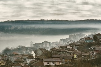 View of Part of Veliko Tarnovo in the Fog, Bulgaria Veliko Tarnovo, Bulgaria, Europe