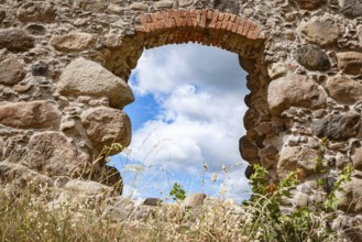 Window opening of an old stone building Limbazi, Latvia, Europe