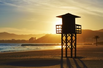 Cullera Playa los Olivos beach sunset in Mediterranean Valencia at Spain