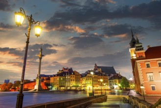 Lanterns in the Old Town of Warsaw in evening, Poland, Europe