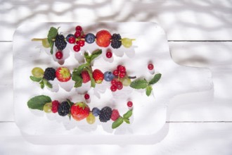Presentation set of skewers of berries, summer dish